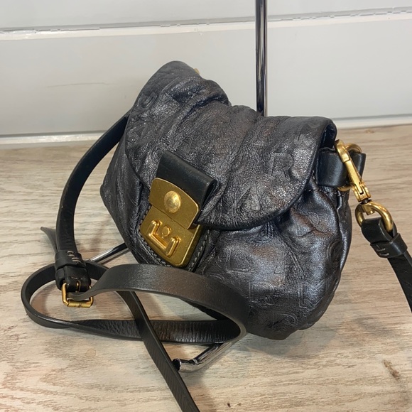 Marc by Marc Jacobs Dreamy Letter Linda Embossed Leather Bag Graphite Metal Bag - Picture 3 of 13